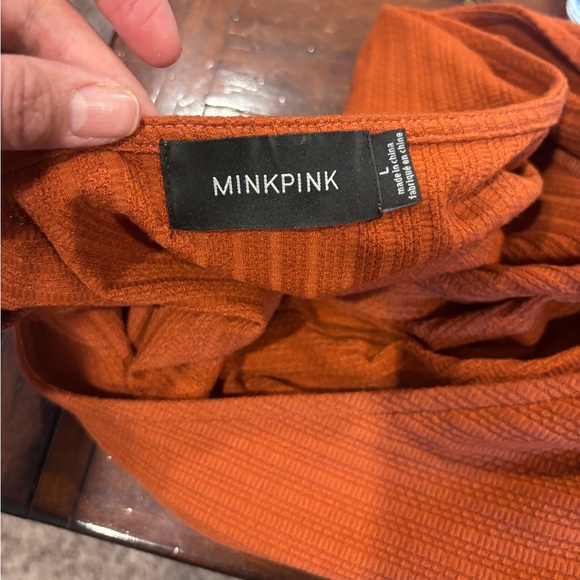 Ribbed Wrap Tie Waist Long Sleeve Top Rust Brown - Picture 7 of 7